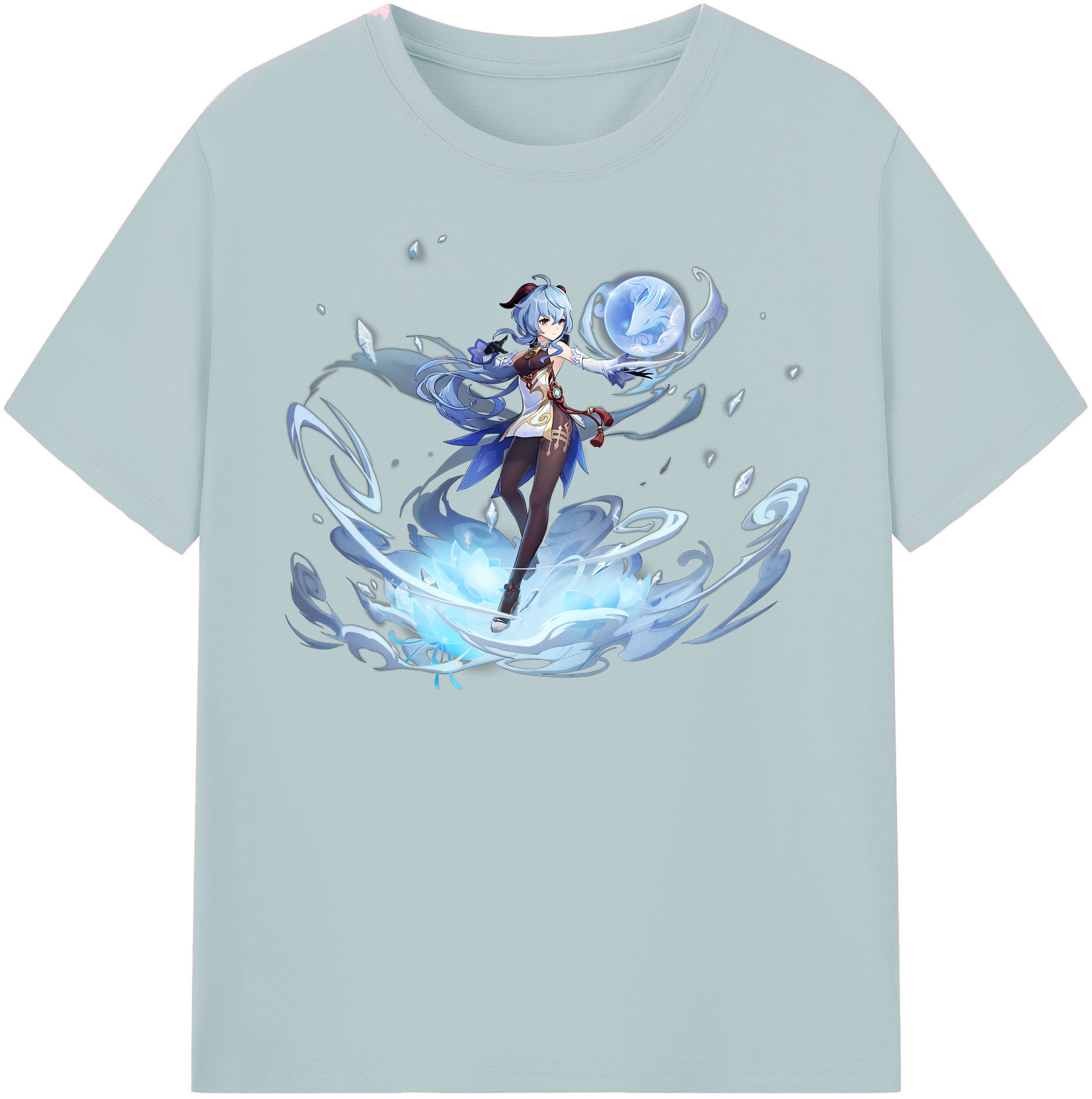 げんし神 甘雨 かんう genshin Ganyu 綿100％半袖Tシャツ（フロントプリント）